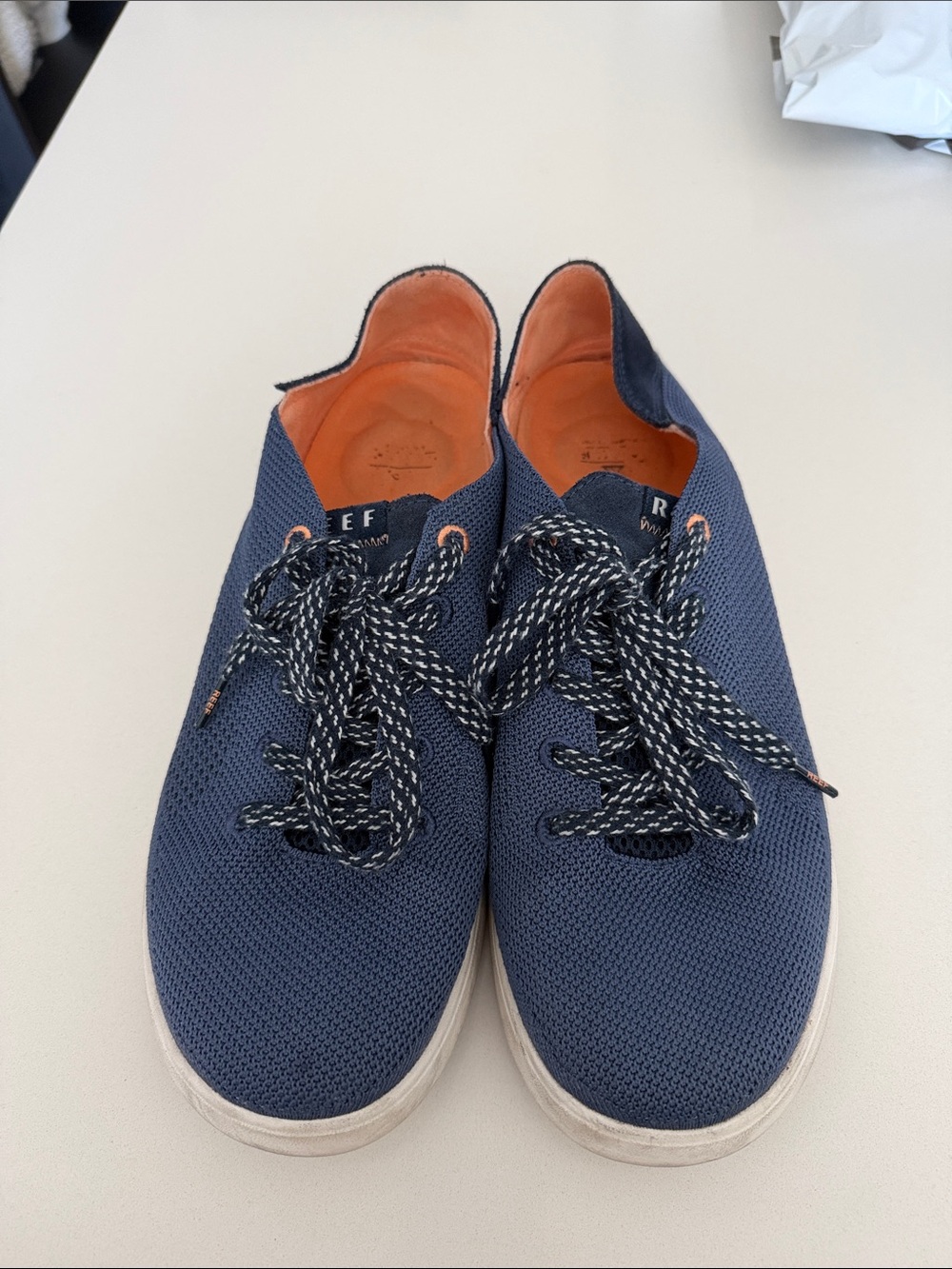 Reef Men's Navy Knit Sneakers with Orange Lining